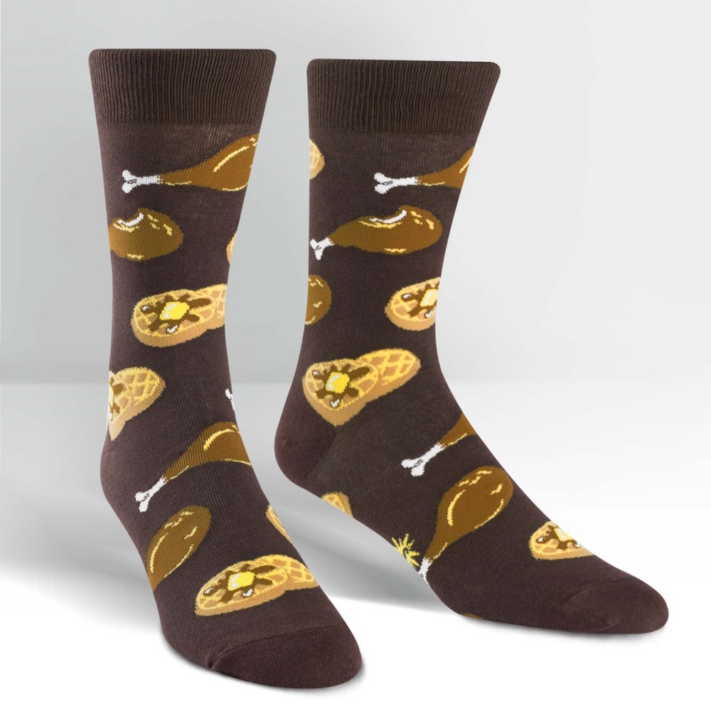 Mens crew socks Sock it to Me Chicken and waffles
